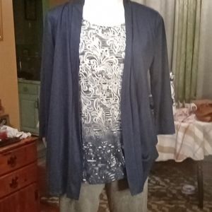 White stag cardigan w/ built in shirt
